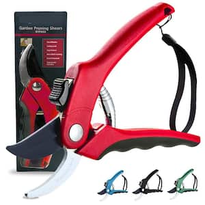Red 8 in. Professional Heavy-Duty Bypass Pruning Shears Hand Pruner for Gardening