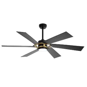 60 in. Smart Indoor Black and Gold Standard Ceiling Fan with Integrated LED Light