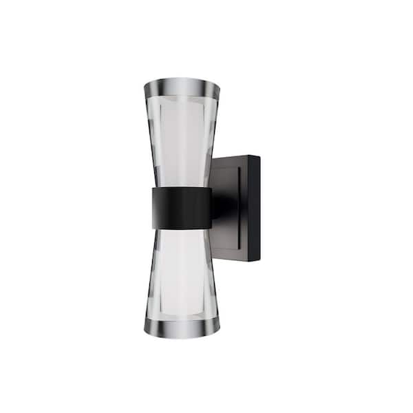 Hourglass 10 in. 1-Light Black Integrated LED Wall Sconce Selectable 4CCT 2700K-3000K-3500K-4000K
