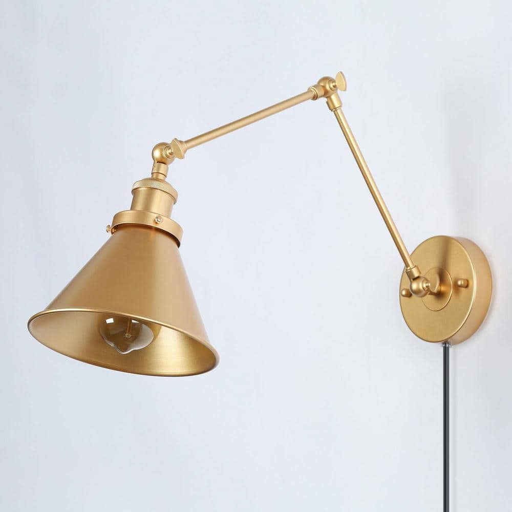 4.7 in. Gold Sconce, 2-in-1 Design Plug-In or Hardwired, Perfect for Sloped