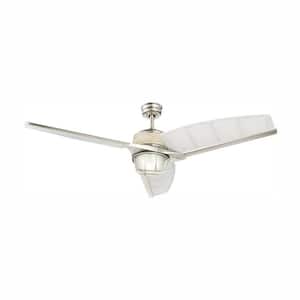 Escape II 60 in. LED Indoor Brushed Nickel Ceiling Fan with Light Kit and Remote Control