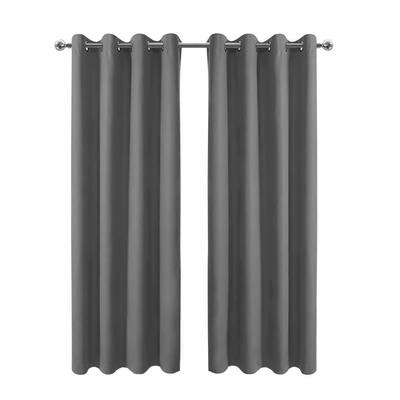 Grey Polyester fabric with Grommet Top Room Darkening 52 in. W x 108 in. L Blackout Curtains （1 Panel）