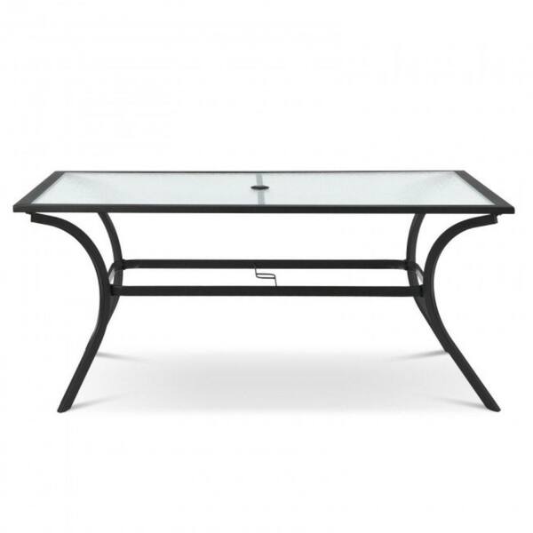 ANGELES HOME 66 in. Modern Rectangular Metal Tempered Glass Patio