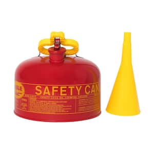 2.5 Gal. Capacity Red Galvanized Steel Type I Gasoline Safety Can with Funnel