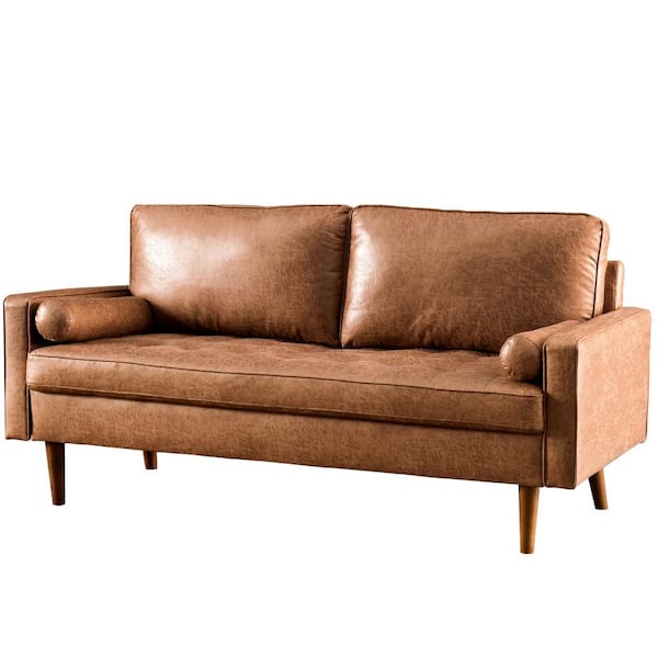 Ktaxon 52'' Small Modern Loveseat, Mid-Century Bronzing Cloth 2-Seat Love Seat Sofa Chair Furniture for Living Room, Apartment and Small Space Brown