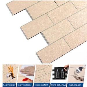12 in. x 12 in. PVC Glitter Beige Peel and Stick Backsplash Subway Tiles for Kitchen (20-Sheets/20 sq. ft.)