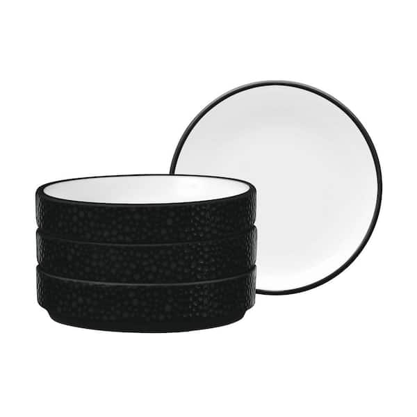 Colortex Stone Black 3.75 in. Porcelain Mini Plates,, (Set of 4)