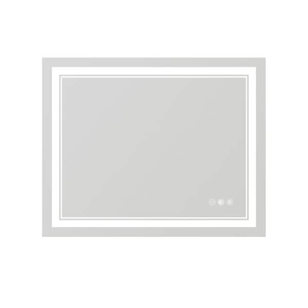 Sarlai 40 in. x 32 in. Clear Adjustable LED with 3 Color Temperatures Bathroom Mirror-1 Pack