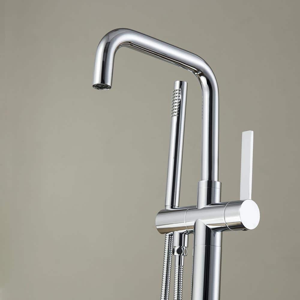 Nickel Freestanding Tub Faucet with Hand Shower