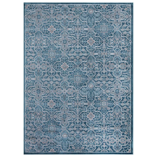 Concord Global Trading Jefferson Collection Athens Blue 8 ft. x 10 ft. Area Rug