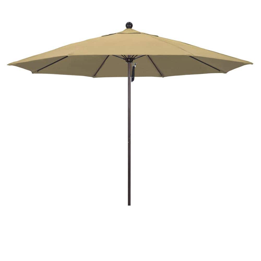 11 ft. Bronze Aluminum Market Patio Umbrella with Fiberglass Ribs Pulley Lift in Champagne Olefin price history on PriceWatchPro