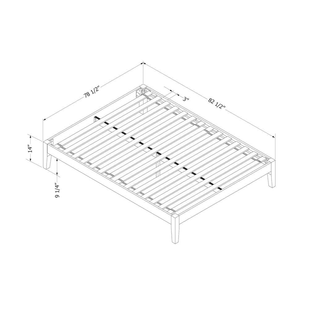 Minimalist White King Platform Bed with Symmetric Wood Frame