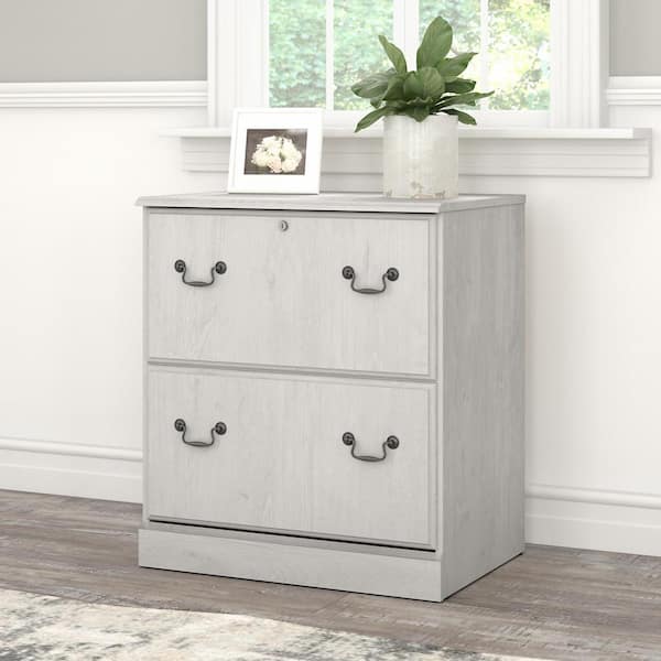 Bush Furniture Saratoga 2 Drawer Lateral File Cabinet Linen White Oak