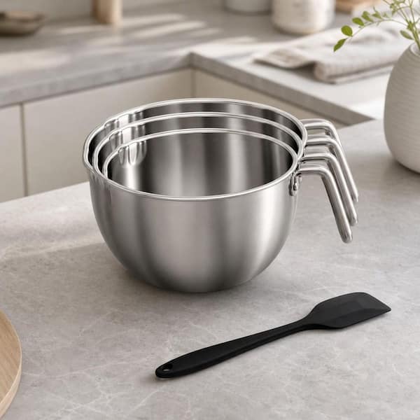 Wudkey 3-Piece 304 Stainless Steel Mixing Bowls, 1.3/2.1/2.6 qt