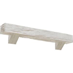 4 in. x 4 in. x 7 ft. Riverwood Faux Wood Fireplace Mantel Kit, Breckinridge Corbels, Factory Prepped Ready to Paint