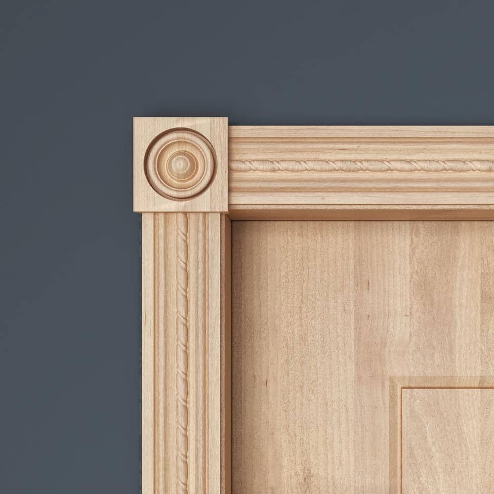 Unfinished Wood Rosette Block for Door and Window Trim