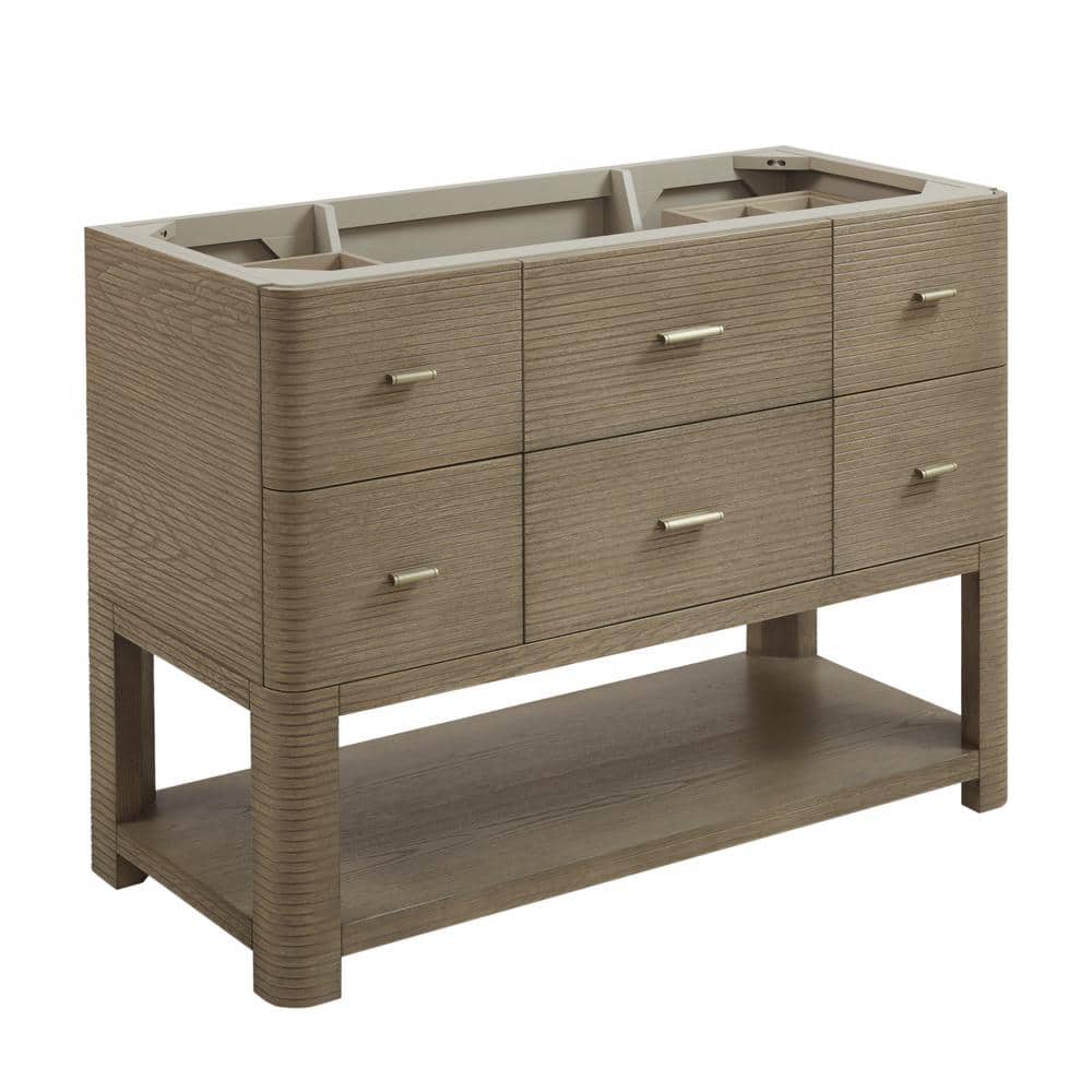 Lucian 48" Pebble Oak Single Vanity with Brass Hardware
