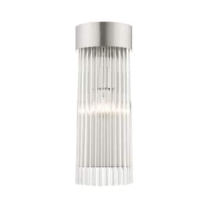Worthington 6 in. 1-Light Brushed Nickel Wall Sconce with Clear Crystal Rods
