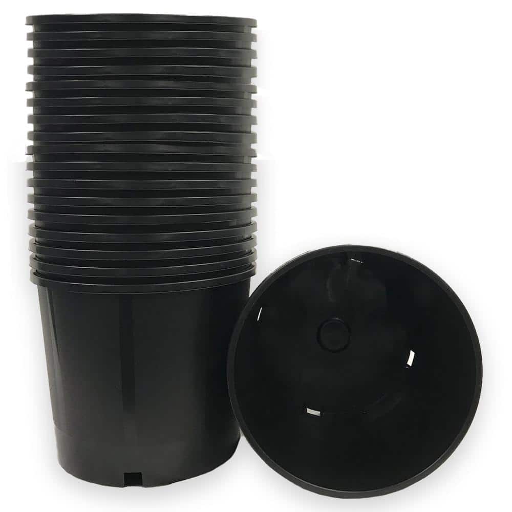 Black Plastic 3 Gallon Nursery Pots, Set of 20