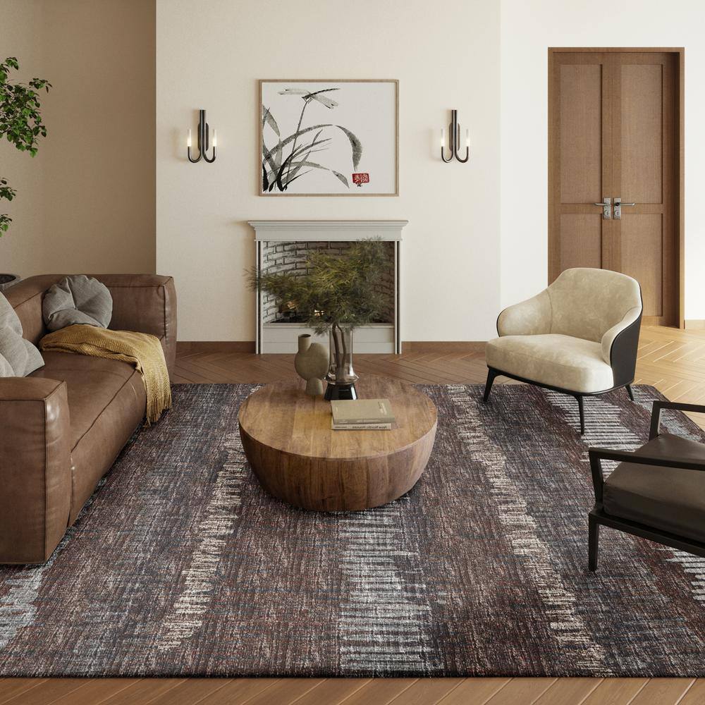 Transitional Brown Chenille 8'x10' Non-Slip Area Rug