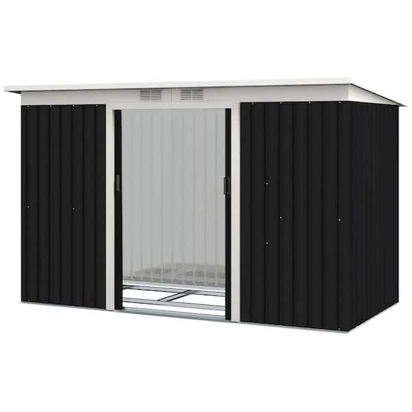 9 ft. W x 4 ft. D Gray Metal Garden Shed for Outdoor Use (36 sq. ft. )