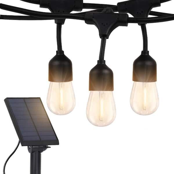Brightech Ambience Pro 15-Light 48 ft. Outdoor Solar 1W 2700k LED S14 Hanging Edison Bulb String-Light