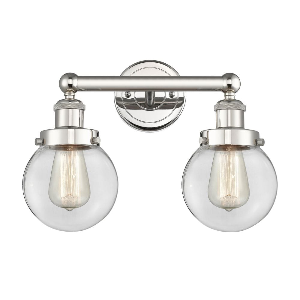 Beacon 15.5 in. 2-Light Polished Nickel Vanity Light with Glass Shade price history on PriceWatchPro
