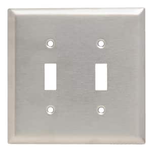 Pass & Seymour 302/304 S/S 2 Gang 2 Toggle Jumbo Wall Plate, Stainless Steel (1-Pack)