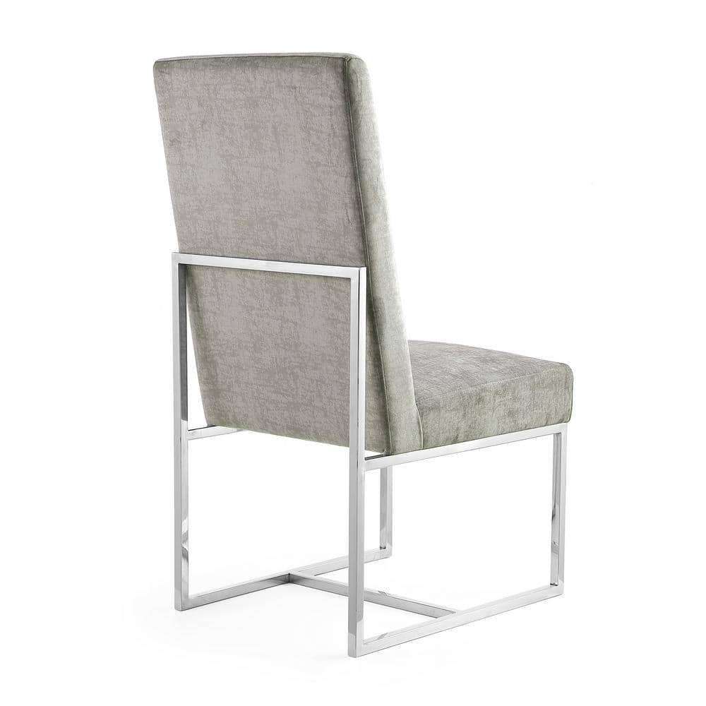 Elevated Parsons Velvet Arm Chair in Steel with Sleek Metal Base