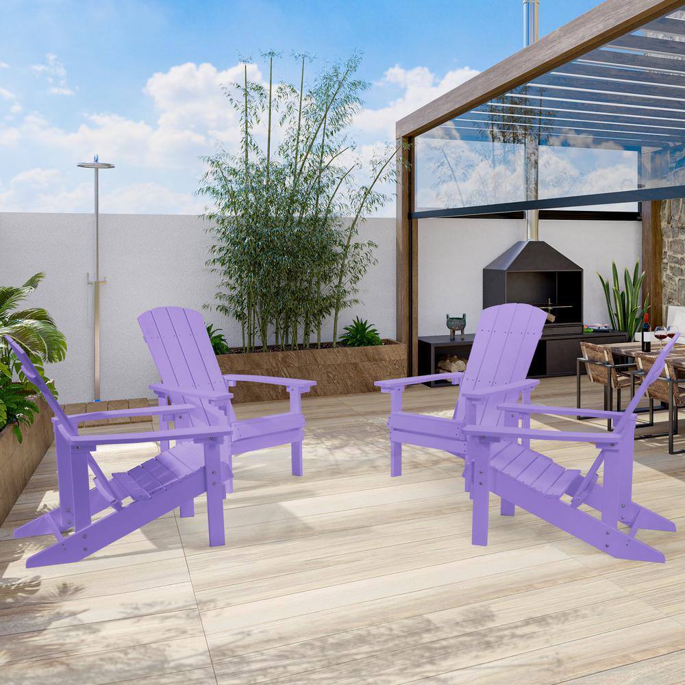 Sonkuki Purple Recyled Plastic Weather Resistant Outdoor Patio   Plastic Adirondack Chairs R Qw B9pu 4 64 1000 