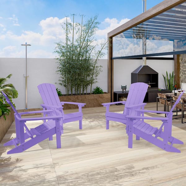 Sonkuki Purple Recyled Plastic Weather-Resistant Outdoor Patio Adirondack Chair (Set of 4)
