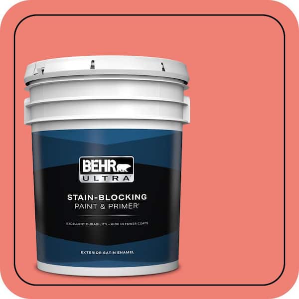 BEHR ULTRA 5 gal. #170B-5 Youthful Coral Satin Enamel Exterior Paint & Primer
