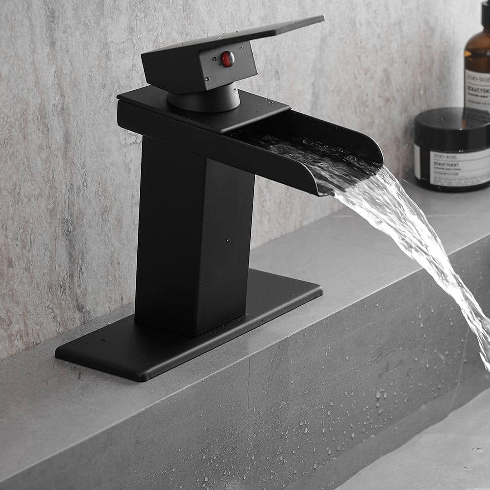 Matte Black Stainless Steel Single Handle Waterfall Bathroom Faucet