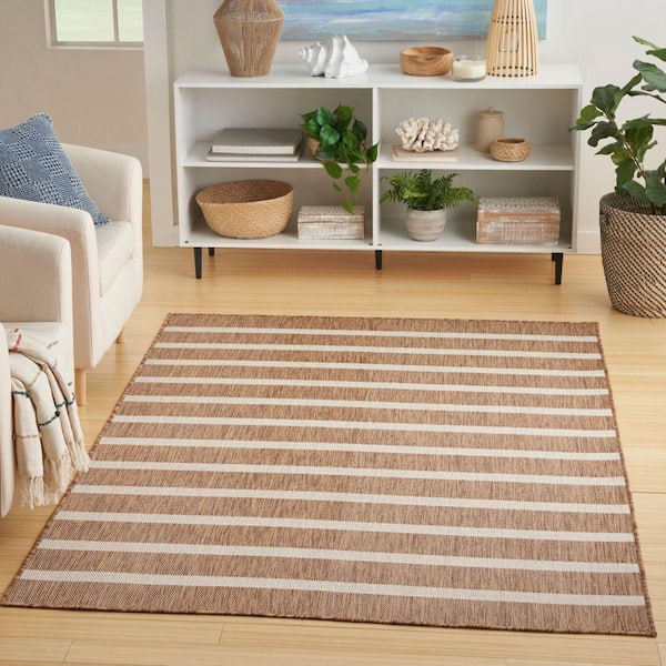 Positano Jute Ivory 4 ft. x 6 ft. Stripes Contemporary Area Rug