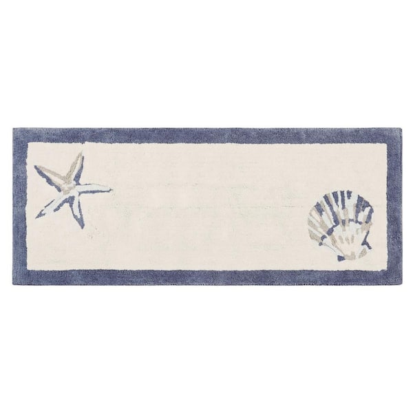 ilemong 24 in. x 60 in. Blue Cotton Tufted Rug Bath Rug Soft Textured Feel for Your Bathroom Decor