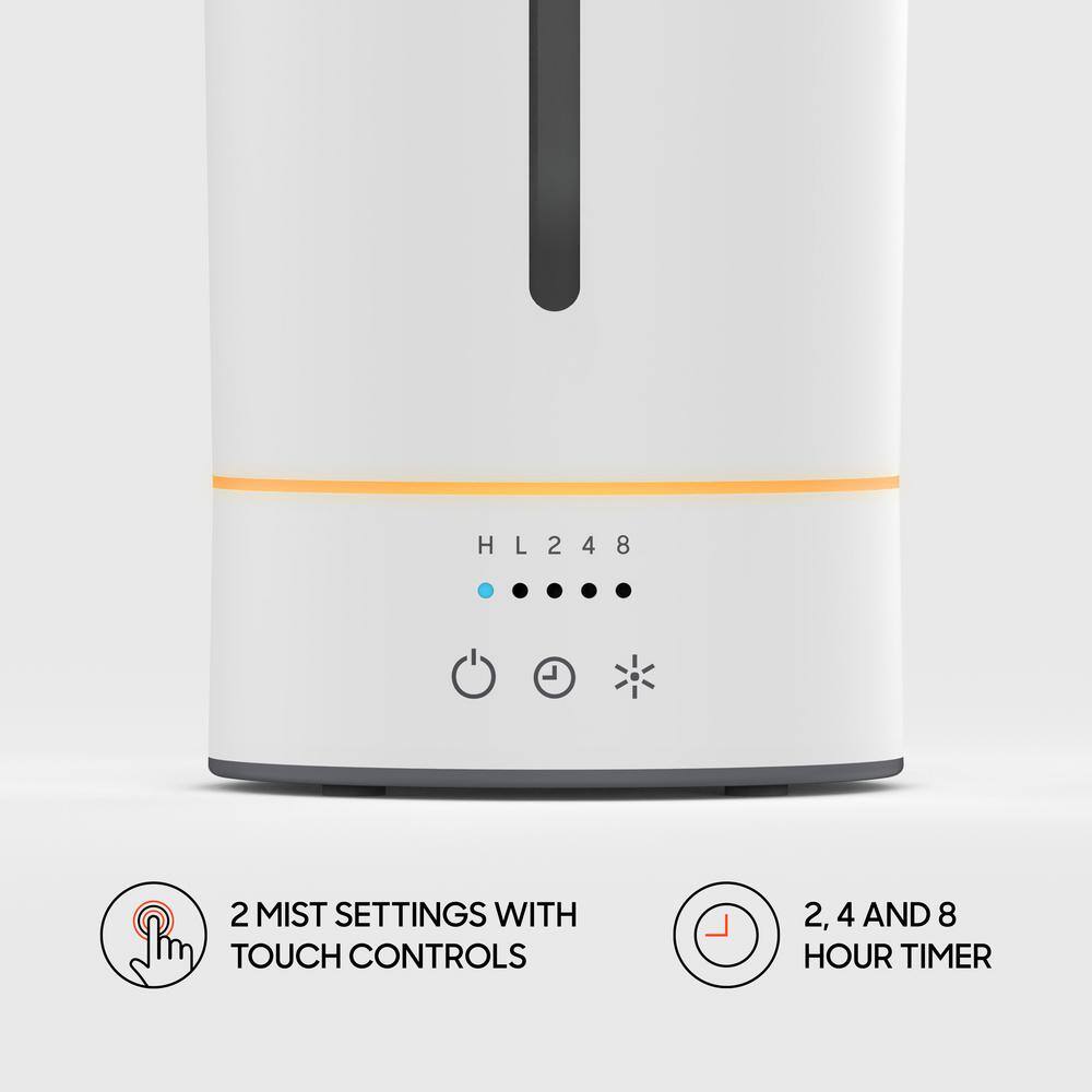 Compact White Ultrasonic Cool Mist Humidifier with Auto Shutoff