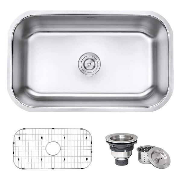Parmi 30 in. Undermount Single Bowl 16-Gauge Stainless Steel Kitchen Sink with Gently Rounded Corners