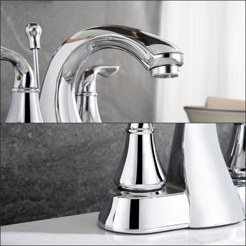 Chrome Centerset Bathroom Faucet with Drain Assembly