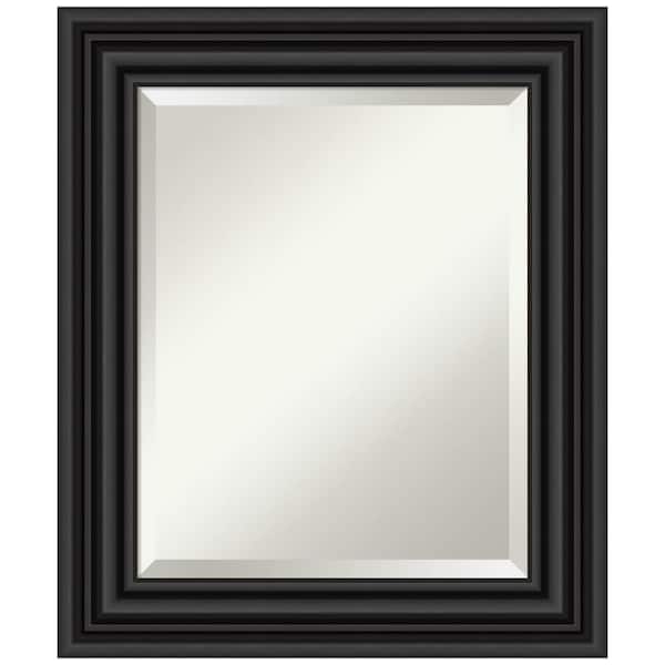 Amanti Art Medium Rectangle Matte Black Beveled Glass Modern Mirror (25.75 in. H x 21.75 in. W)