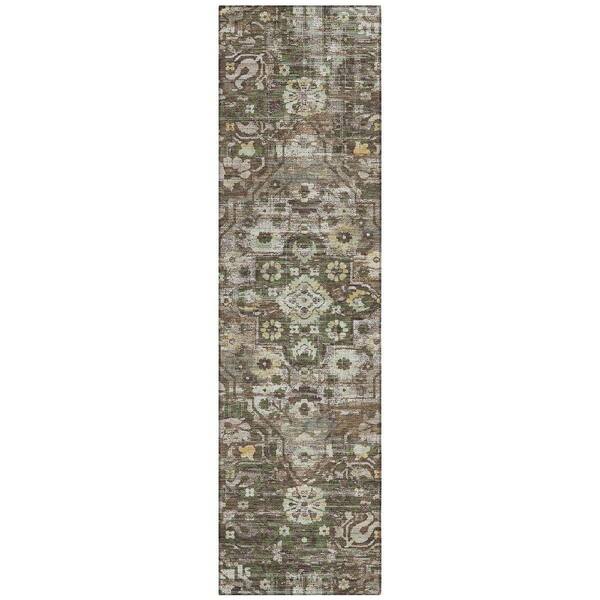 Chantille Machine Washable Indoor/Outdoor Abstract ACN2782 Chocolate 2 ft. x 7 ft. Runner Rug