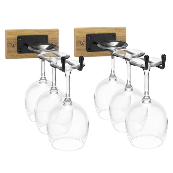 Sorbus Glass Holder Stemware Rack Set Wall Mounted - Mahogany