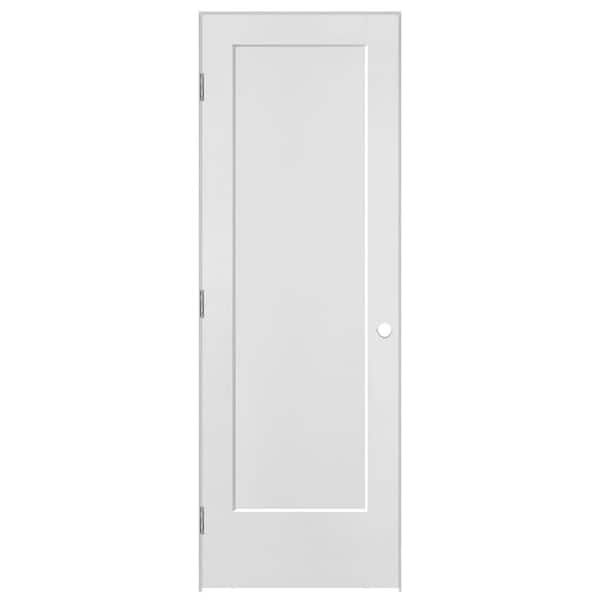 Masonite 24 in. x 80 in. 1 Panel Right-Handed Primed Composite Solid Core Single Prehung Interior Door 4-9/16 in. Flat Jamb