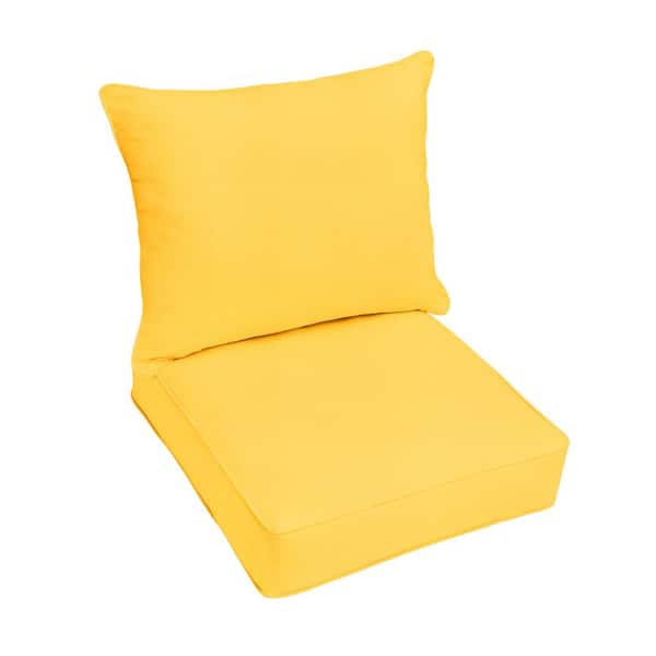 SORRA HOME 23.5 x 23 Deep Seating Outdoor Corded Cushion Set in Sunbrella Sunflower Yellow