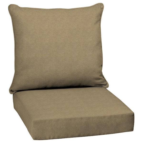 ARDEN 24 in. x 24 in. 2-Piece Deep Seating Outdoor Lounge Chair Cushion in Tan Hamilton