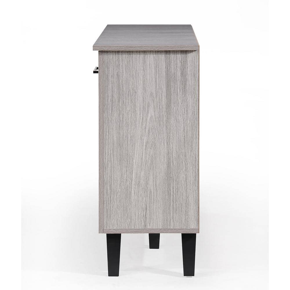 Gray Oak Mid-Century Modern 3-Door Fiberboard Cabinet
