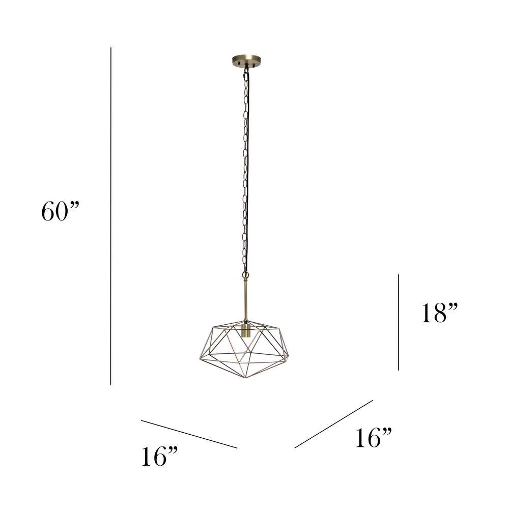 16" Antique Brass Geometric Diamond Pendant Light