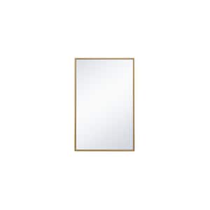 Timeless Home 28 in. W x 18 in. H x Modern Metal Framed Rectangle Brass Mirror