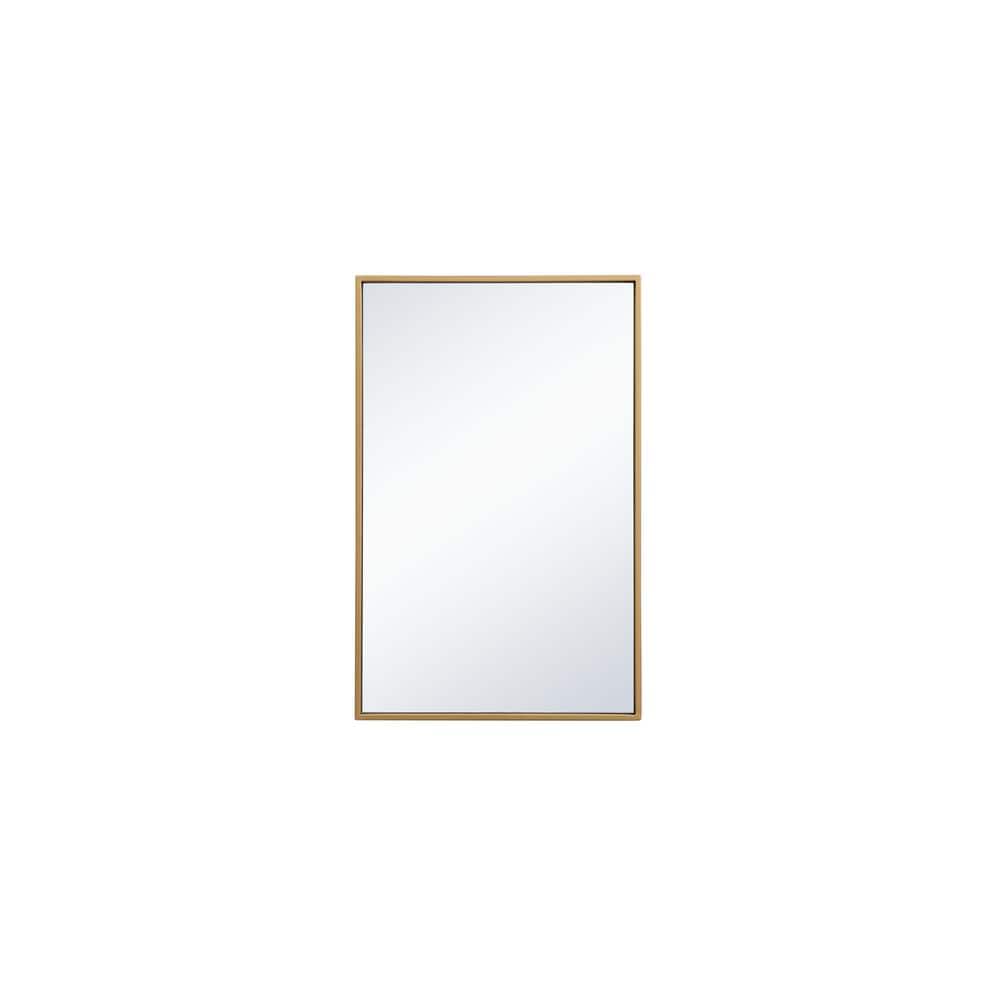 Small Rectangle Brass Modern Mirror (18 in. H x 28 in. W)