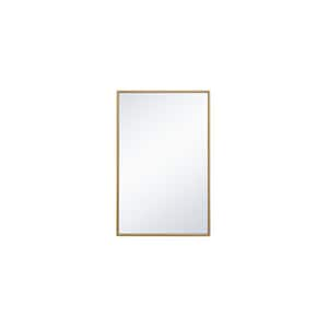 Small Rectangle Brass Modern Mirror (18 in. H x 28 in. W)