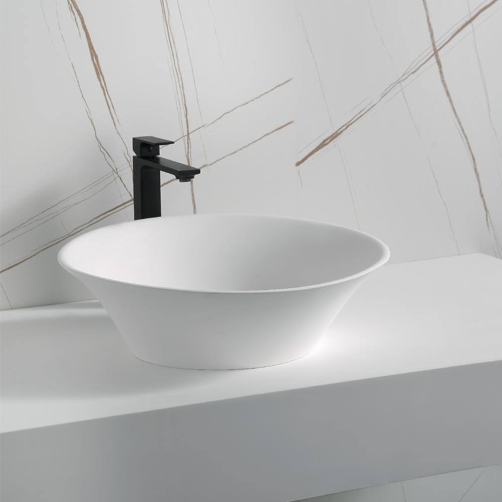 Elegant Matte White Acrylic Oval Above-Counter Vessel Sink